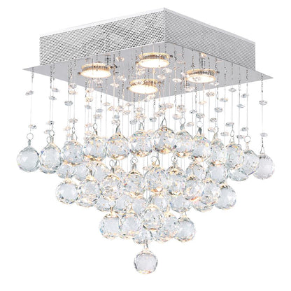 Square 4 Light Flush Mount With Chrome Finish