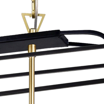 Tudor 6 Light Island/Pool Table Chandelier With Satin Gold & Black Finish