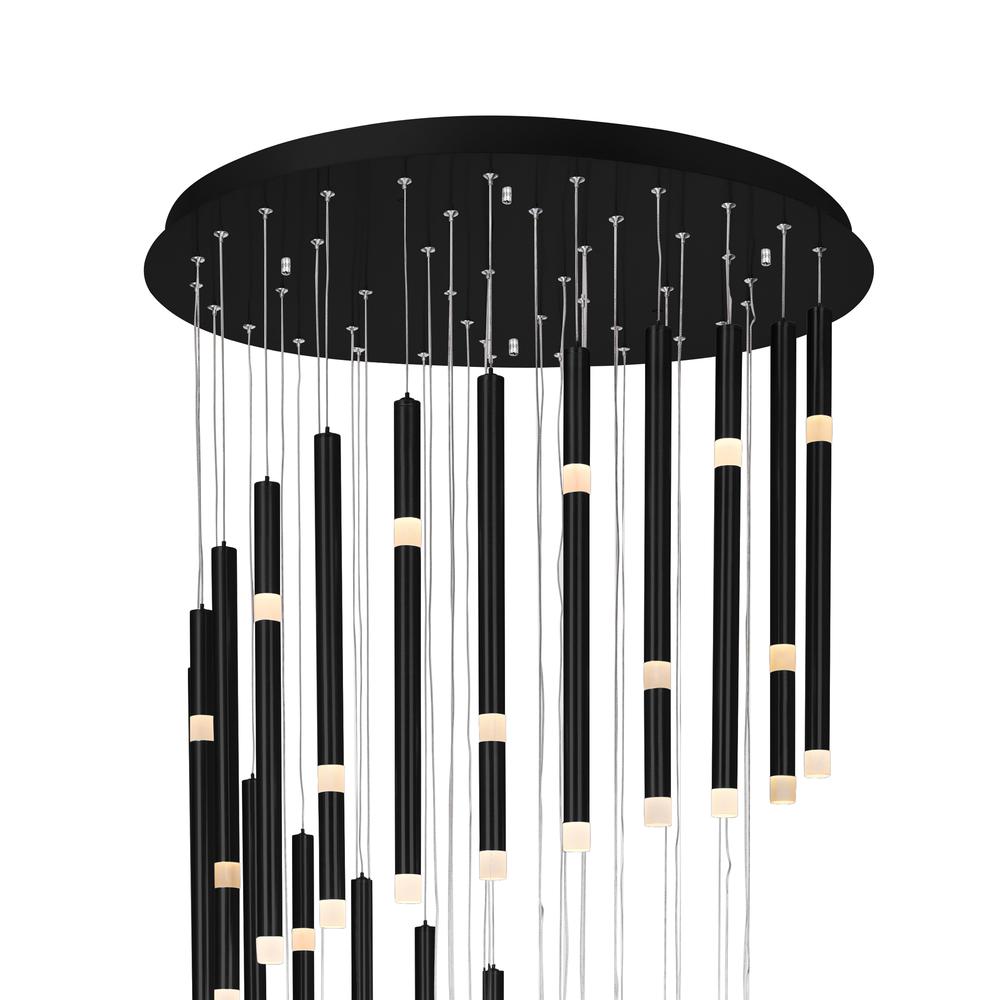 Flute 54 Light LED Chandelier With Black Finish