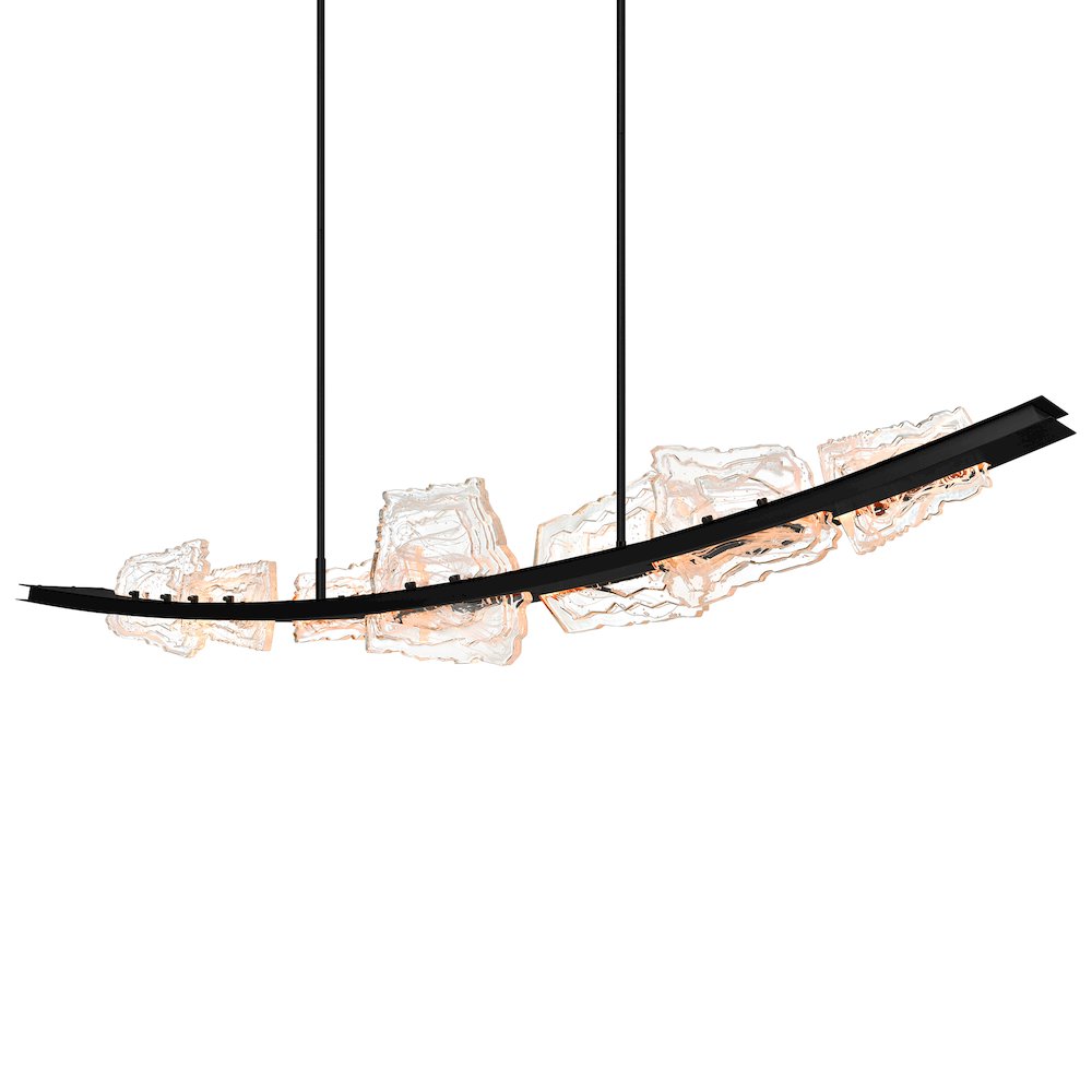 Arcus Integrated LED 70in Black Chandelier with Handcrafted Glass