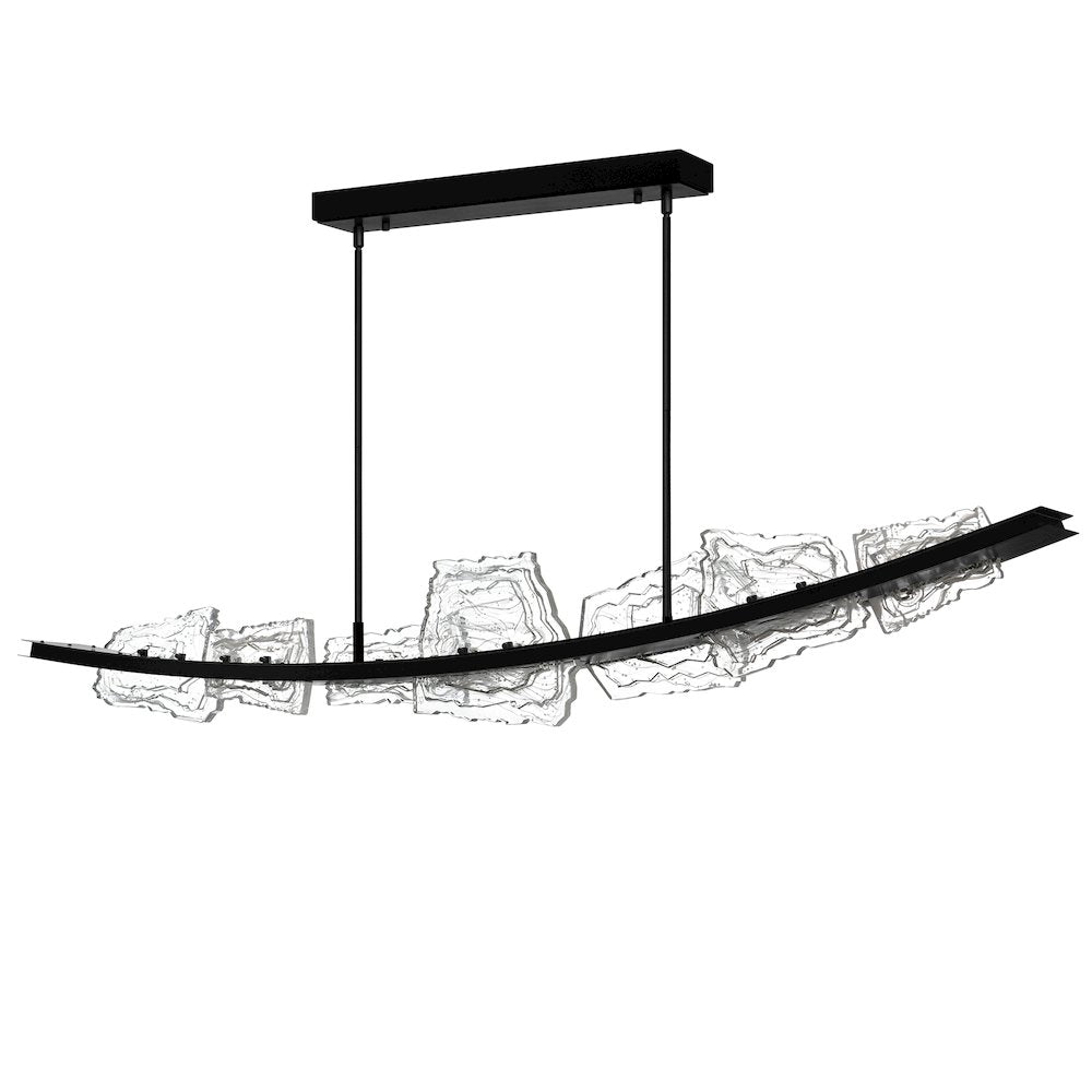 Arcus Integrated LED 70in Black Chandelier with Handcrafted Glass