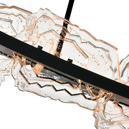 Arcus Integrated LED 70in Black Chandelier with Handcrafted Glass