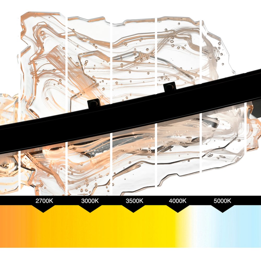 Arcus Integrated LED 70in Black Chandelier with Handcrafted Glass