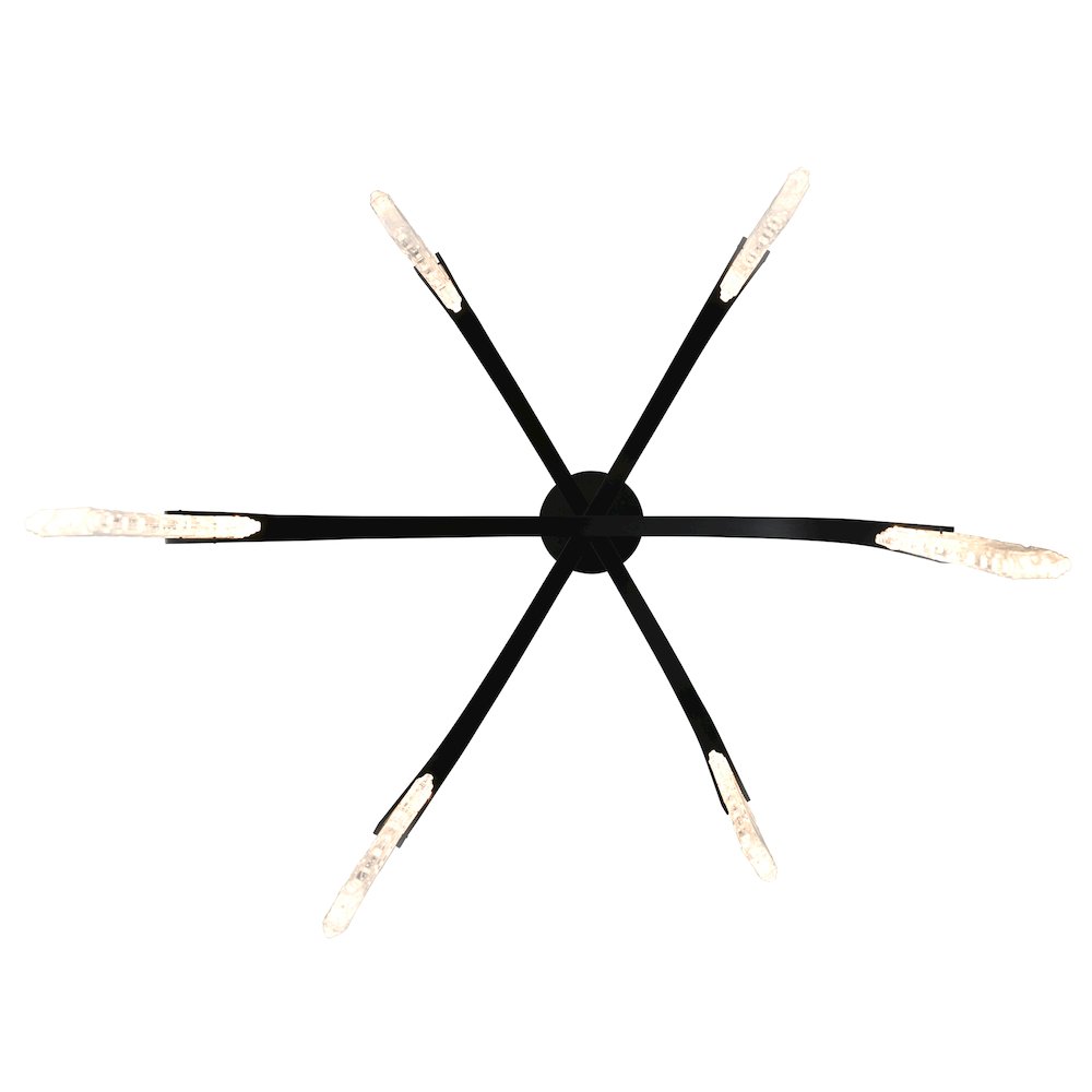 Curva Integrated LED 38in Black Chandelier with Handcrafted Glass