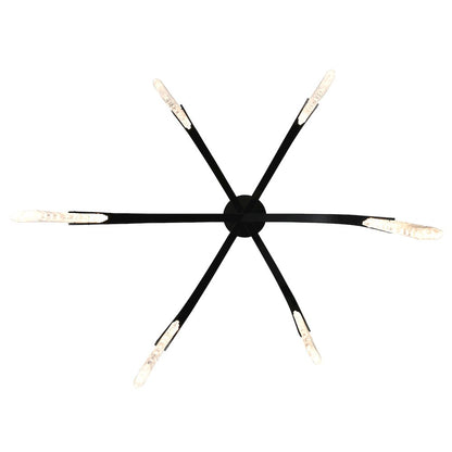 Curva Integrated LED 38in Black Chandelier with Handcrafted Glass