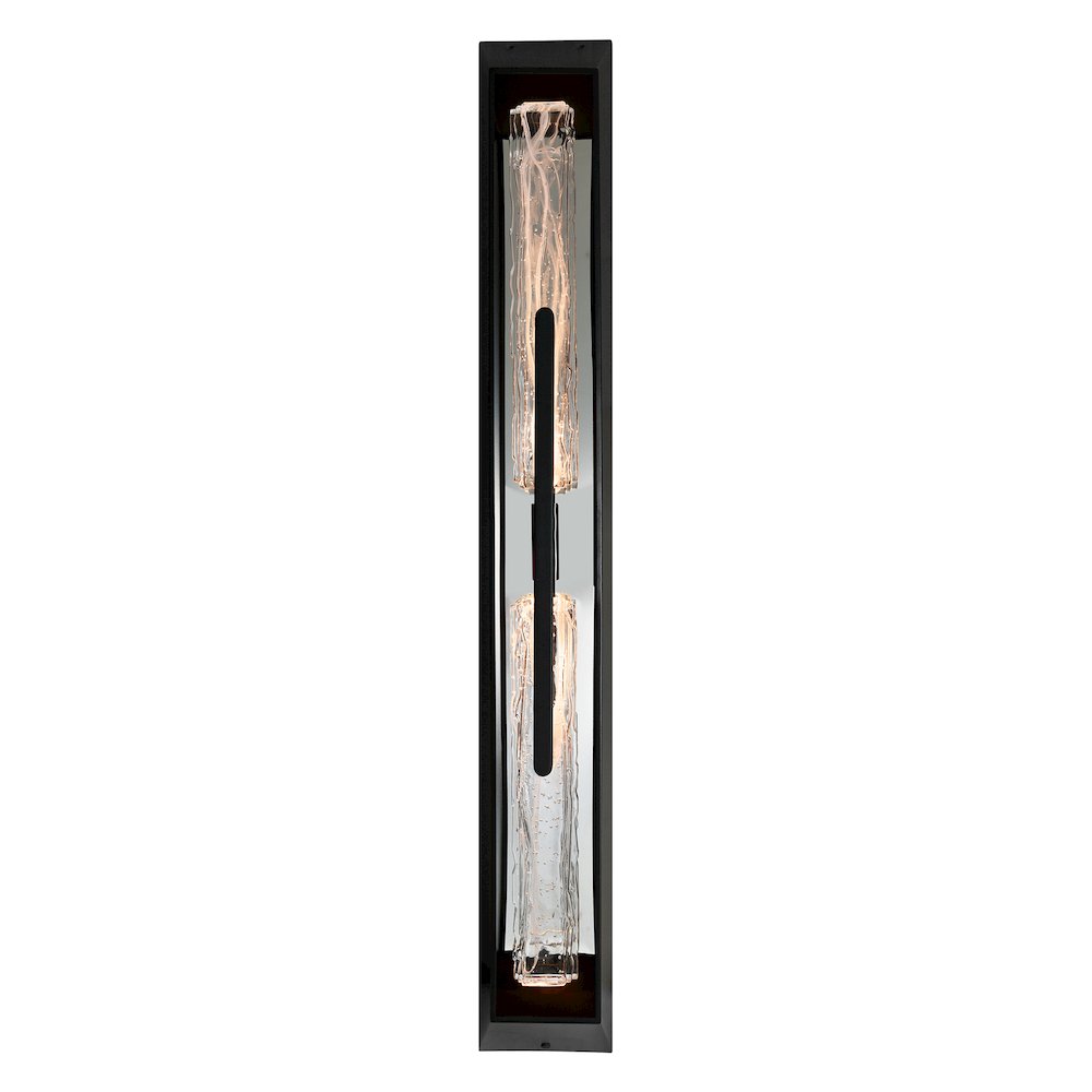 Curva Integrated LED 44in Sand Black Outdoor Wall Light with Handcrafted Glass