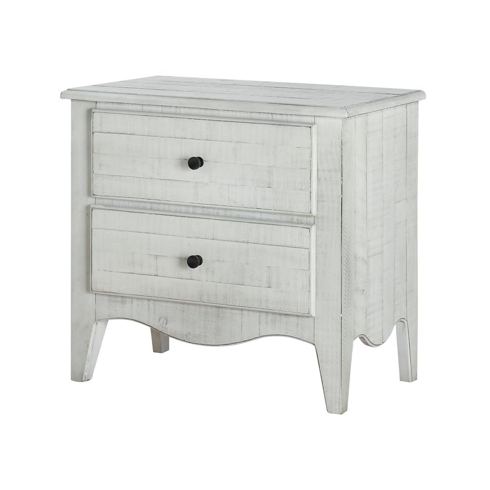 Ella Solid Wood Two Drawer Nightstand in White Wash