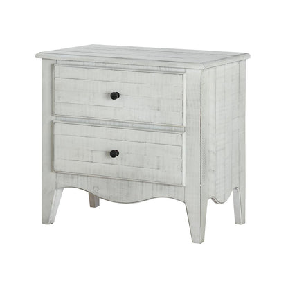 Ella Solid Wood Two Drawer Nightstand in White Wash