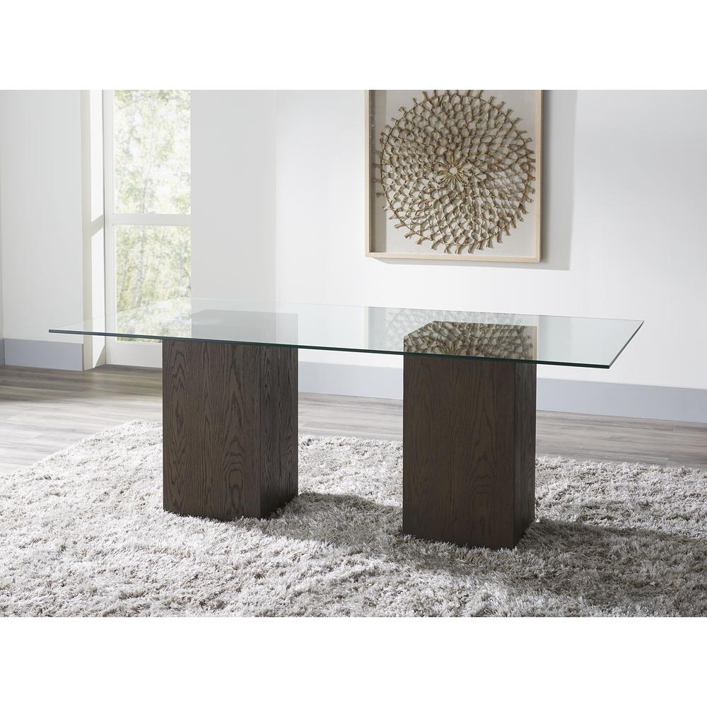 Modesto Rectangular Glass Top Dining Table in French Roast