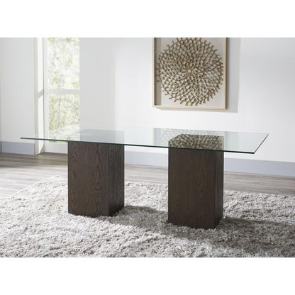 Modesto Rectangular Glass Top Dining Table in French Roast
