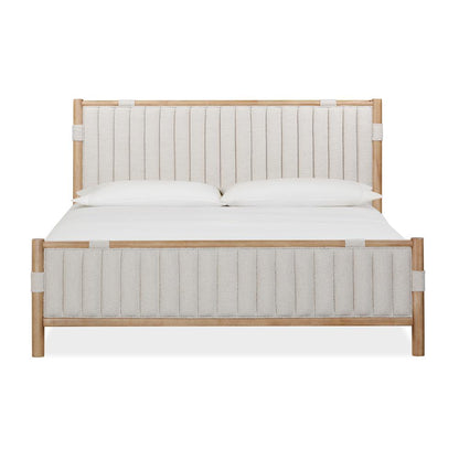 Furano Upholstered Panel Bed in Ginger and Brun Boucle