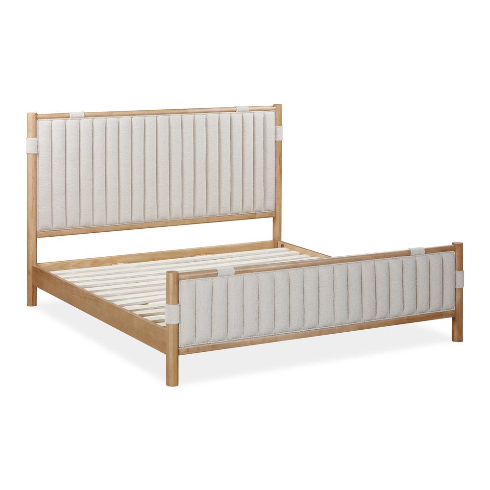 Furano Upholstered Panel Bed in Ginger and Brun Boucle