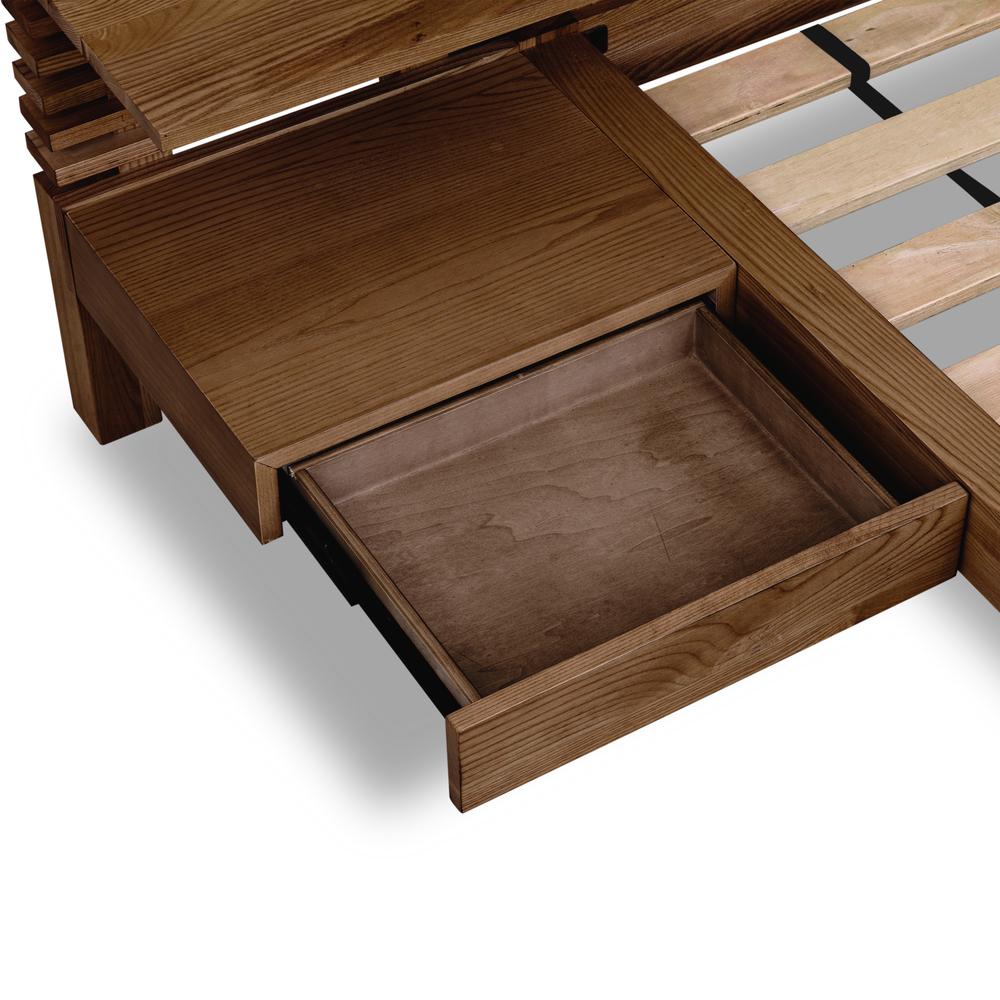 Tanner Solid Ash Wall Bed with Integrated Nightstands in Roux