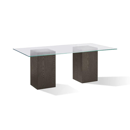 Modesto Rectangular Glass Top Dining Table in French Roast