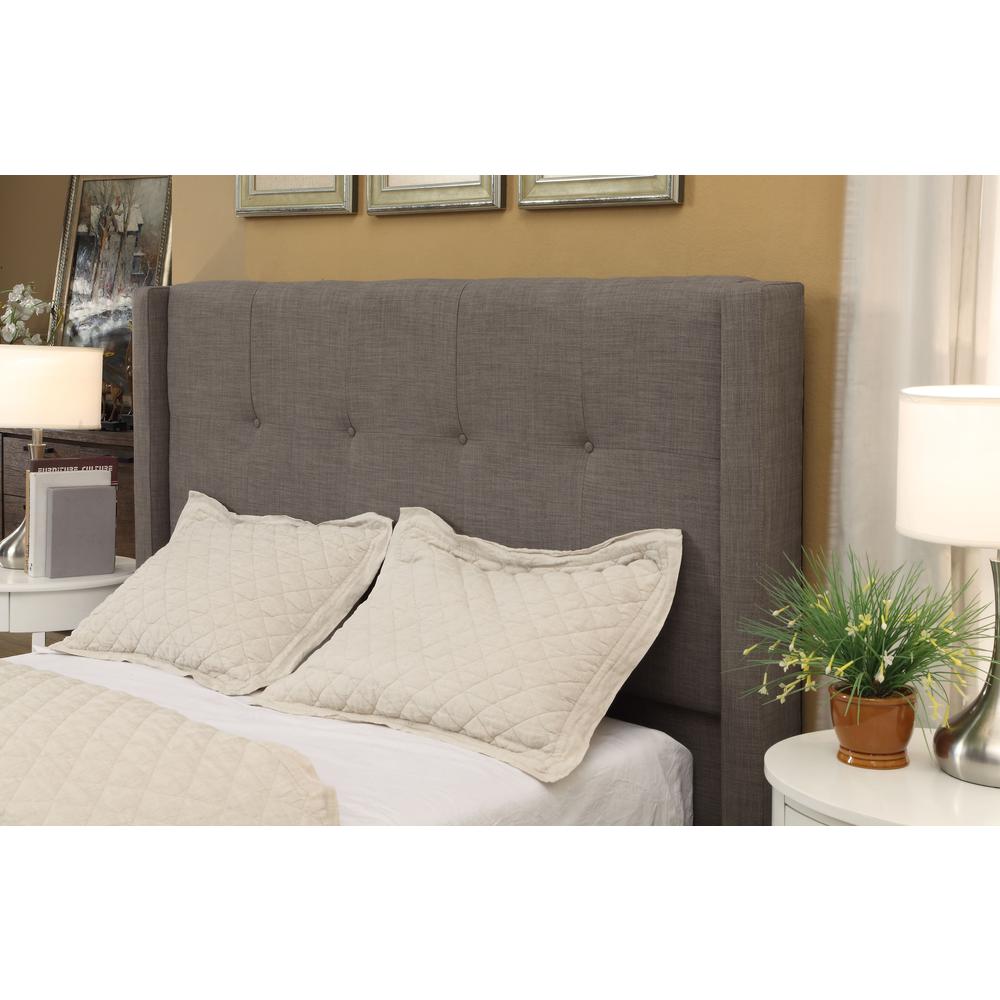 Madeleine Wingback Upholstered Headboard in Dolphin Linen