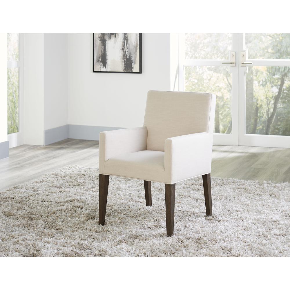Modesto Upholstered Arm Chair in Abalone Linen and French Roast, set of 2
