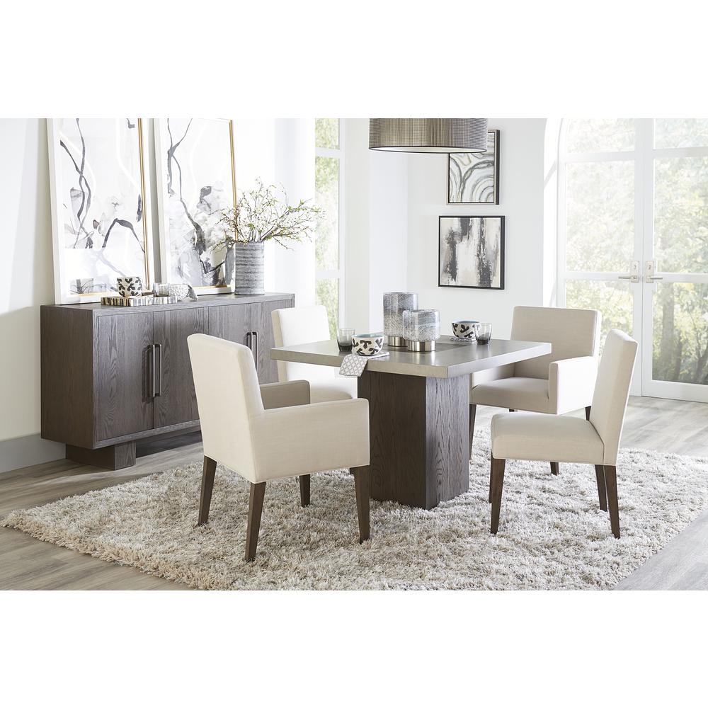 Modesto Upholstered Arm Chair in Abalone Linen and French Roast, set of 2