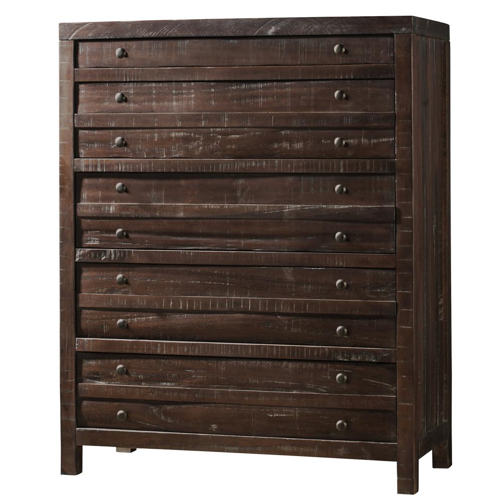 Townsend Five Drawer Solid Wood Chest in Java (2024)