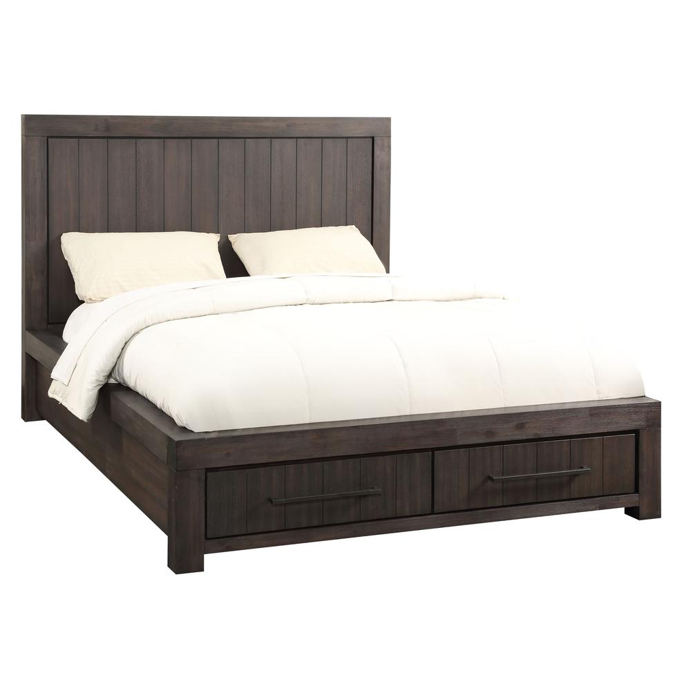 Heath Two Drawer Wood Storage Bed in Basalt Grey