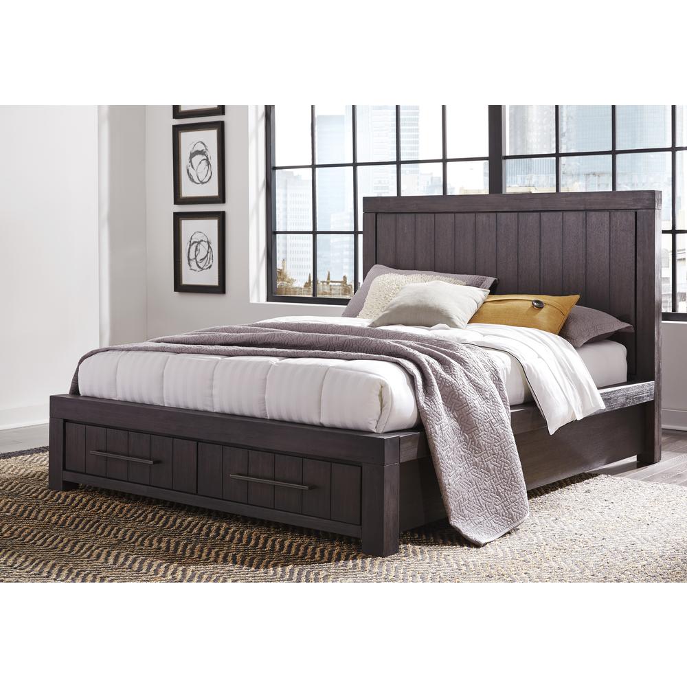 Heath Two Drawer Wood Storage Bed in Basalt Grey