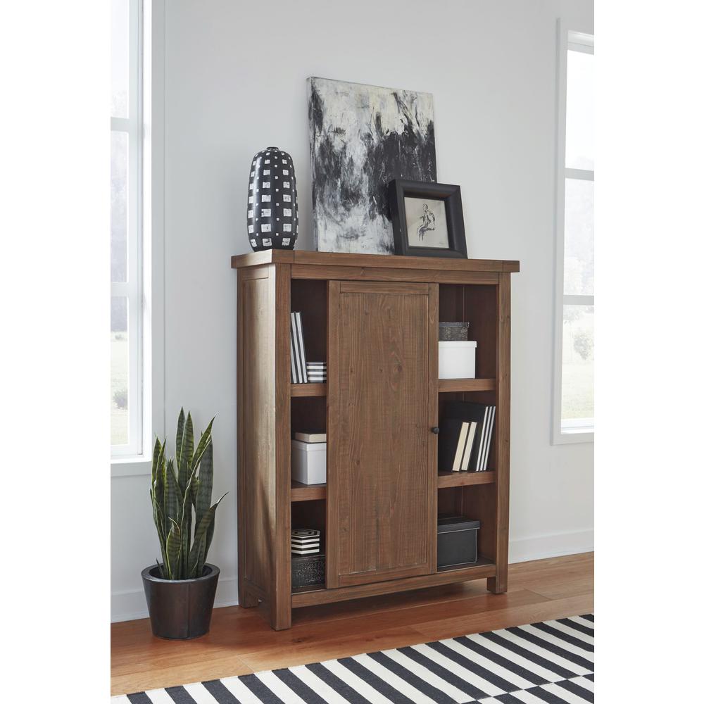 Autumn Sliding Door Bookcase in Flint Oak