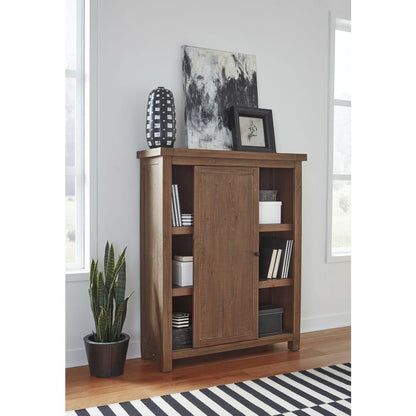 Autumn Sliding Door Bookcase in Flint Oak
