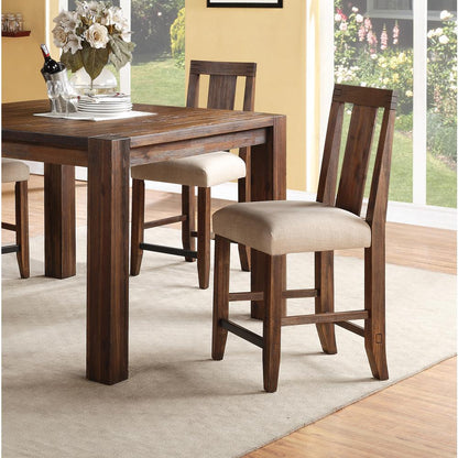 Meadow Solid Wood Upholstered Kitchen Counter Stool in Brick Brown, set of 2