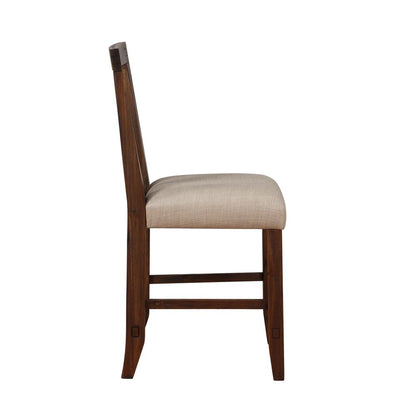 Meadow Solid Wood Upholstered Kitchen Counter Stool in Brick Brown, set of 2