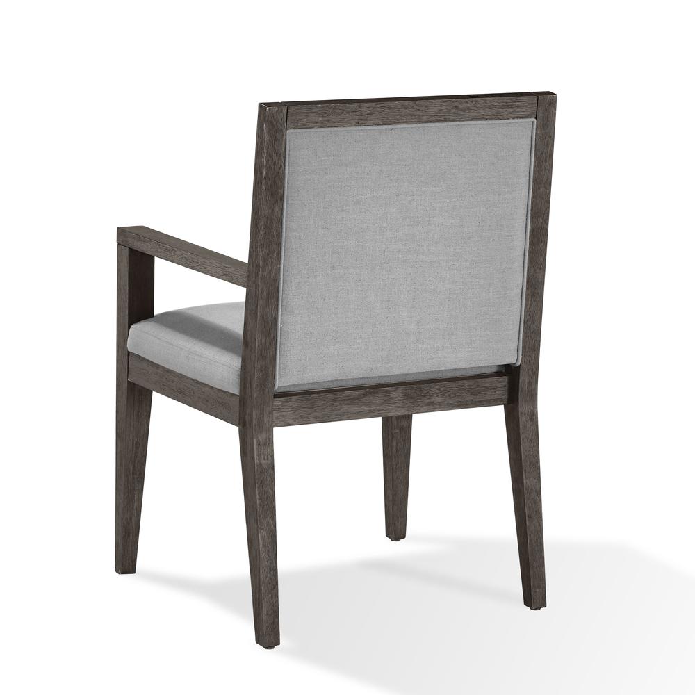 Modesto Wood Frame Upholstered Arm Chair in Koala Linen, set of 2
