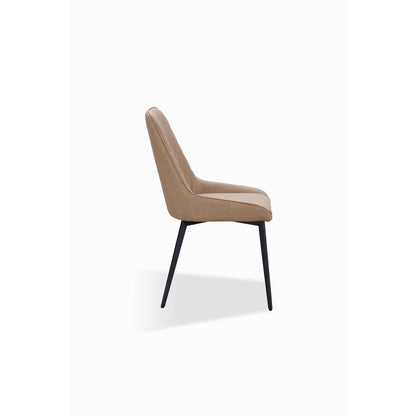 Lucia Metal Leg Upholstered Dining Chair in Honey Synthetic Leather, set of 2