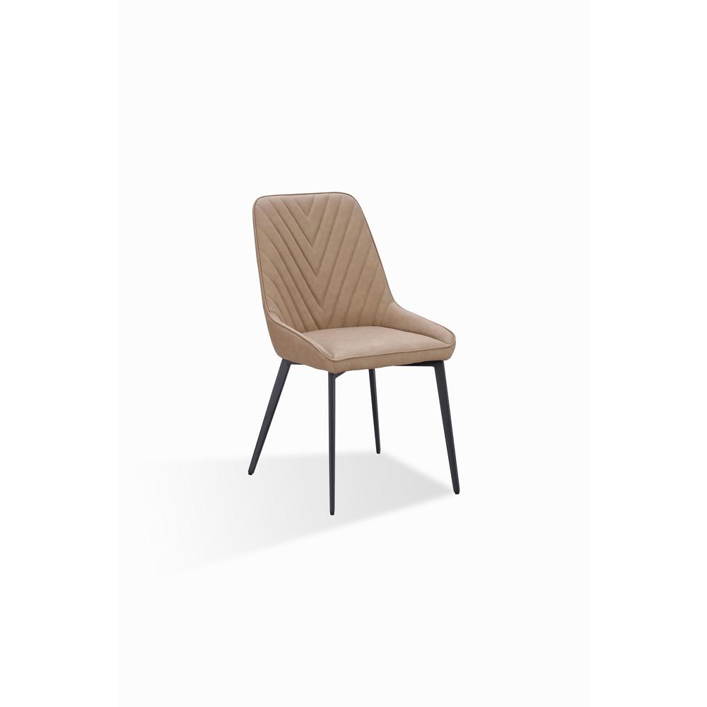 Lucia Metal Leg Upholstered Dining Chair in Honey Synthetic Leather, set of 2