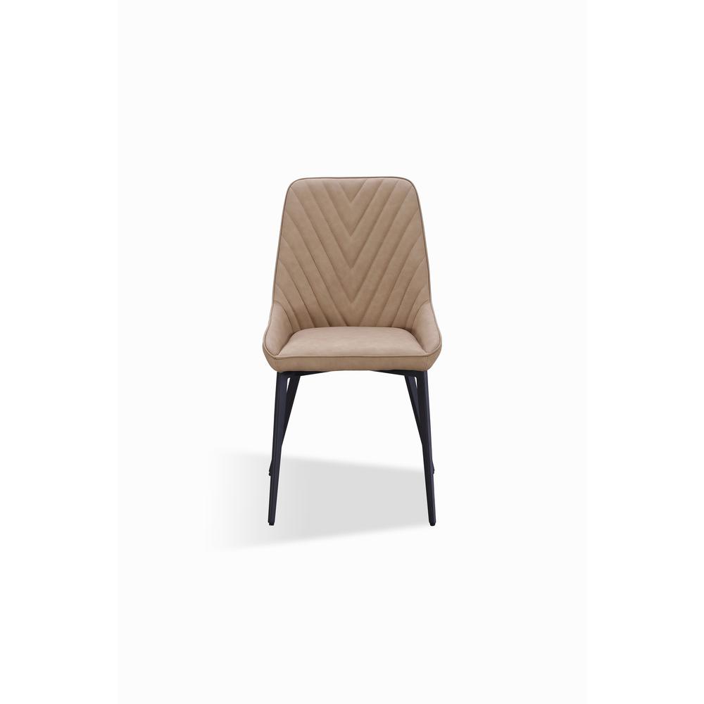 Lucia Metal Leg Upholstered Dining Chair in Honey Synthetic Leather, set of 2