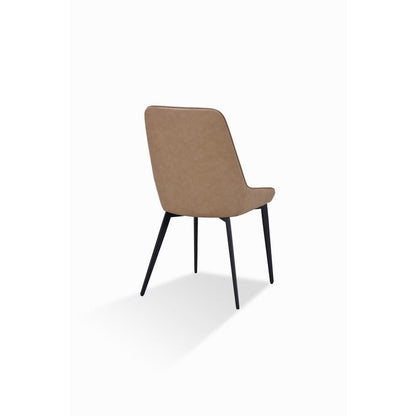 Lucia Metal Leg Upholstered Dining Chair in Honey Synthetic Leather, set of 2