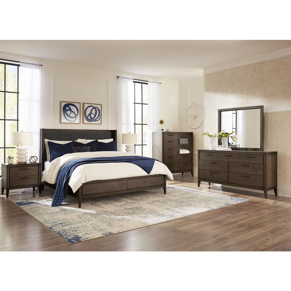 Boracay Upholstered Wingback Storage Bed in Wild Oats Brown