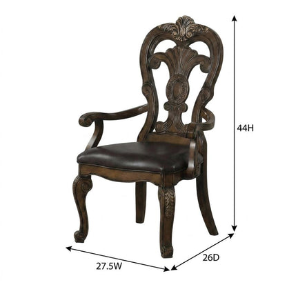 Dark Brown Upholstered Dining Arm Chair Set with Premium Fabric