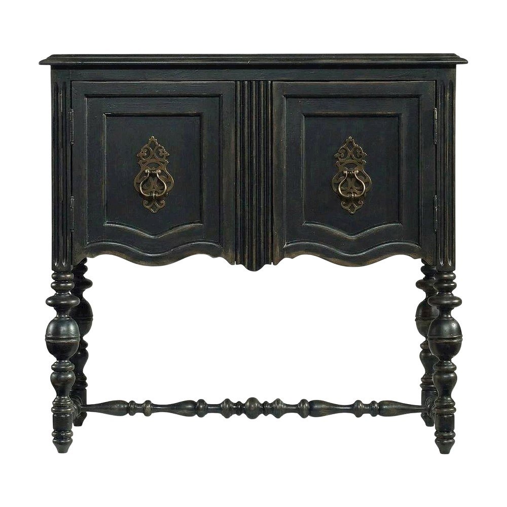 Birch Veneer Storage Chest with Distressed-Finish Detail for Entryway, Black