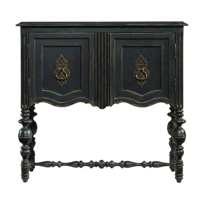 Birch Veneer Storage Chest with Distressed-Finish Detail for Entryway, Black