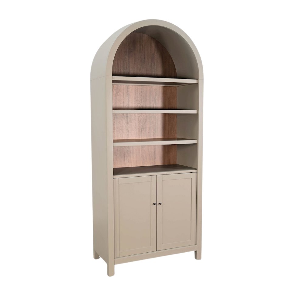 Gray Solid Wood Arched Cabinet with Doors, Hutch Cabinet with Storage
