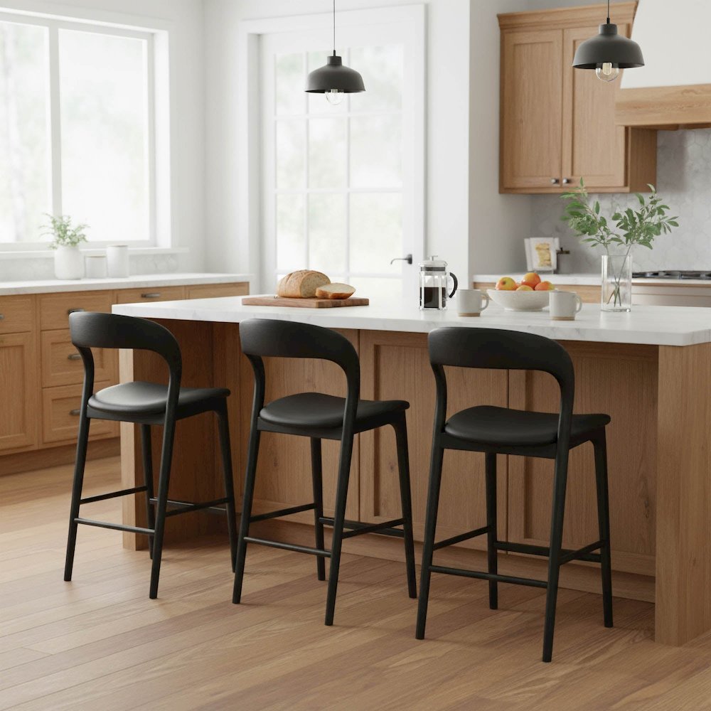 Rotondo Counter Stool - Black Frame with PU Seat