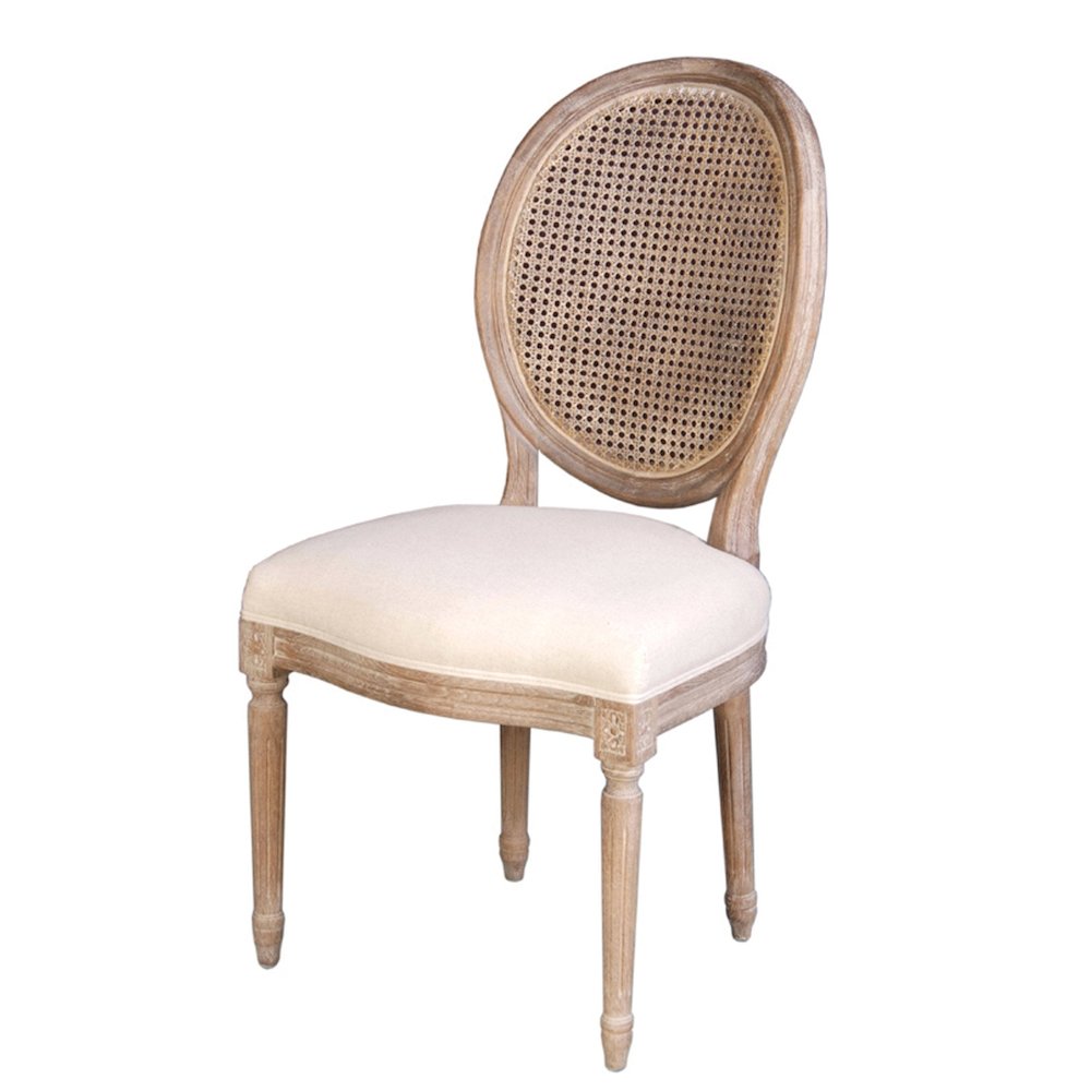 Napoleon Dining Chair with Cane Back - Antique Linen