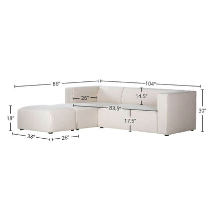 Premium Small Left Modular Sectional with Ottoman