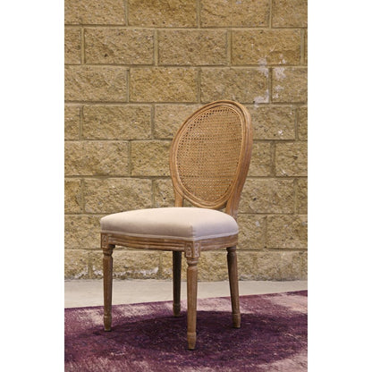 Napoleon Dining Chair with Cane Back - Antique Linen
