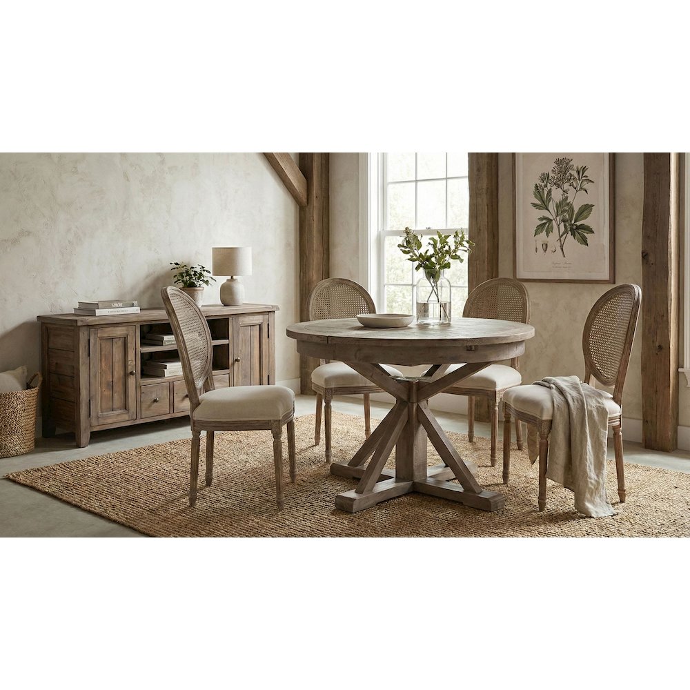 Napoleon Dining Chair with Cane Back - Antique Linen