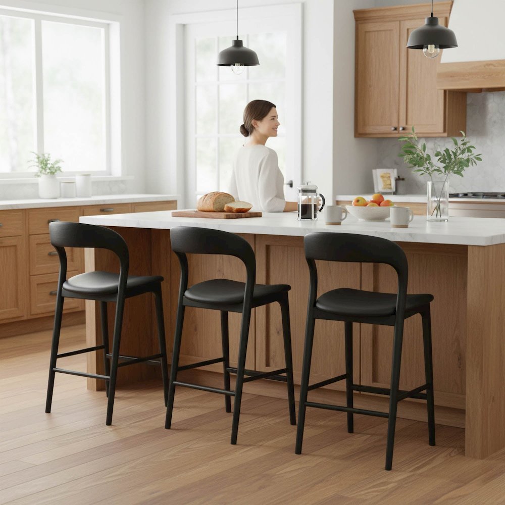 Rotondo Counter Stool - Black Frame with PU Seat