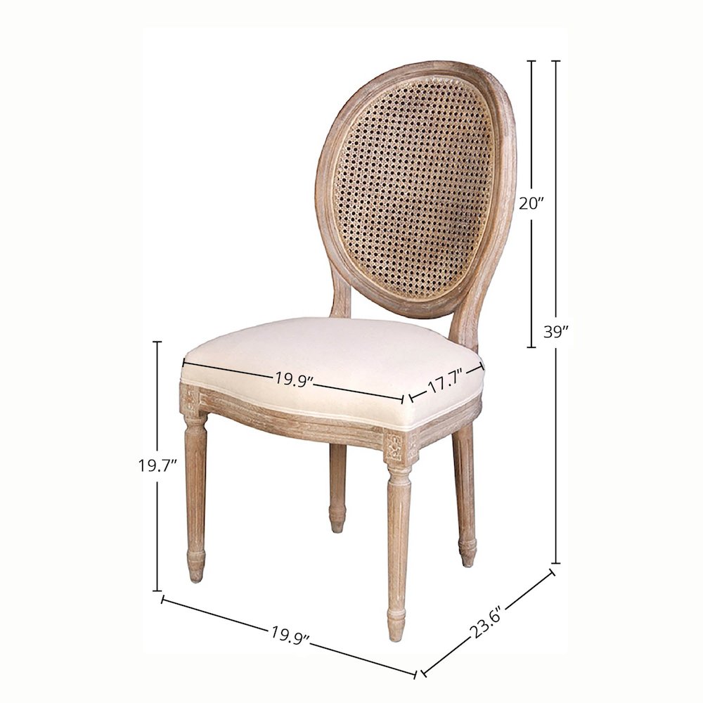 Napoleon Dining Chair with Cane Back - Antique Linen