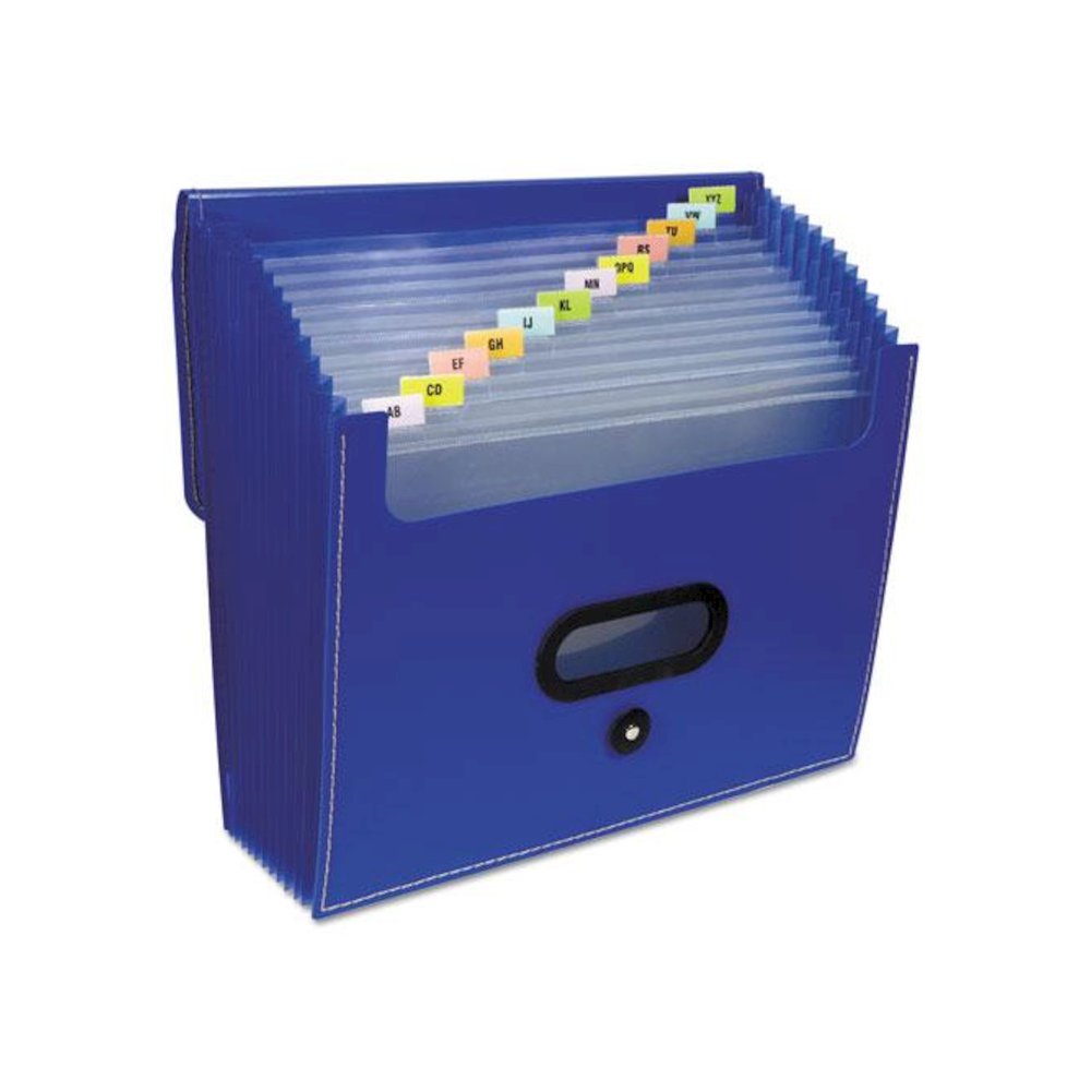 13-Pocket Ladder Expanding File, 10" Expansion, 13 Sections, 1/13-Cut Tab, Letter Size, Blue