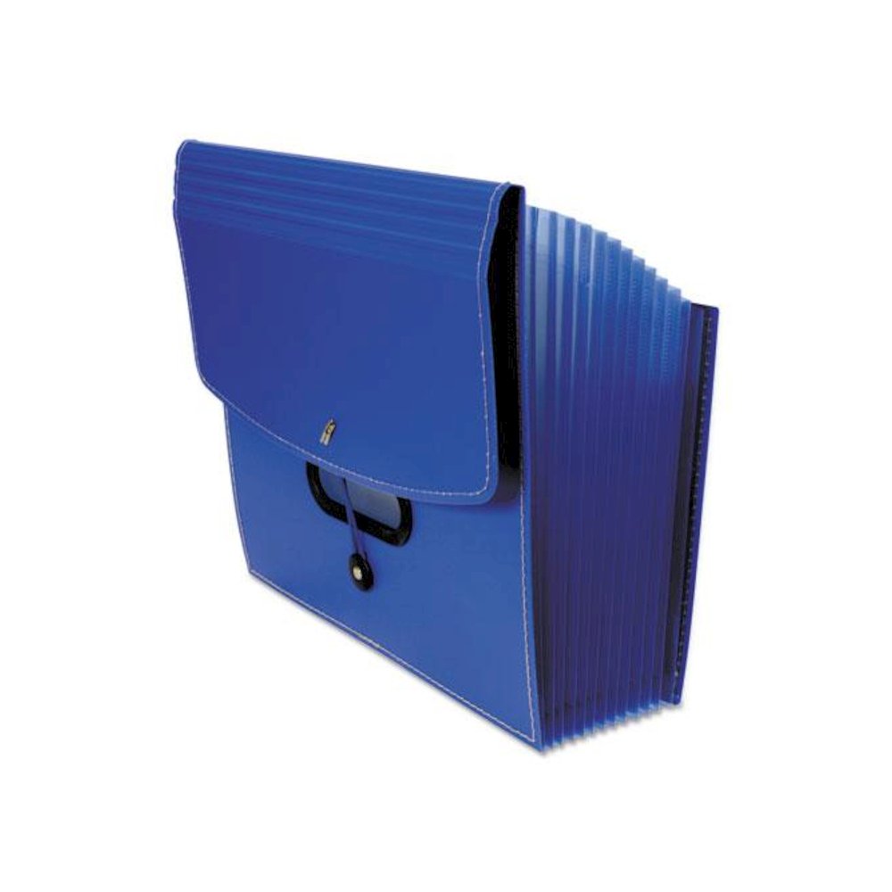 13-Pocket Ladder Expanding File, 10" Expansion, 13 Sections, 1/13-Cut Tab, Letter Size, Blue