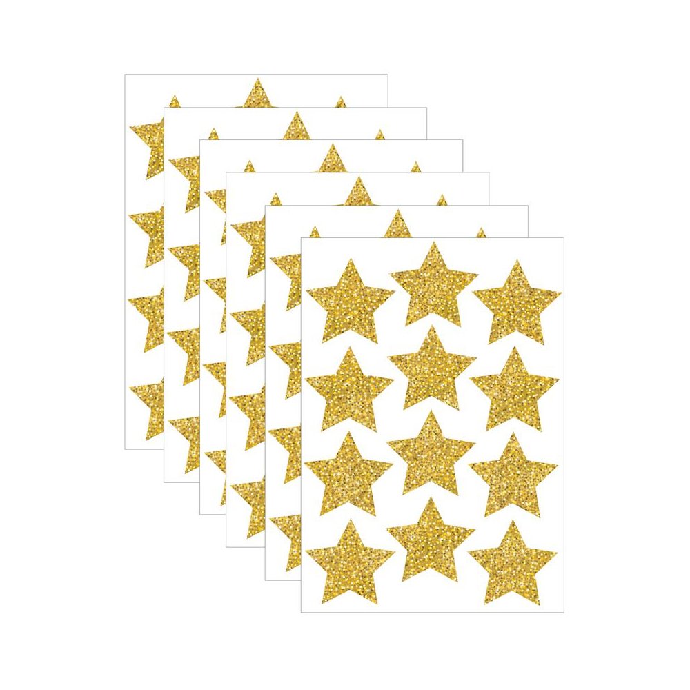 Die-Cut Magnets, 3" Gold Sparkle Stars, 12 Per Pack, 6 Packs