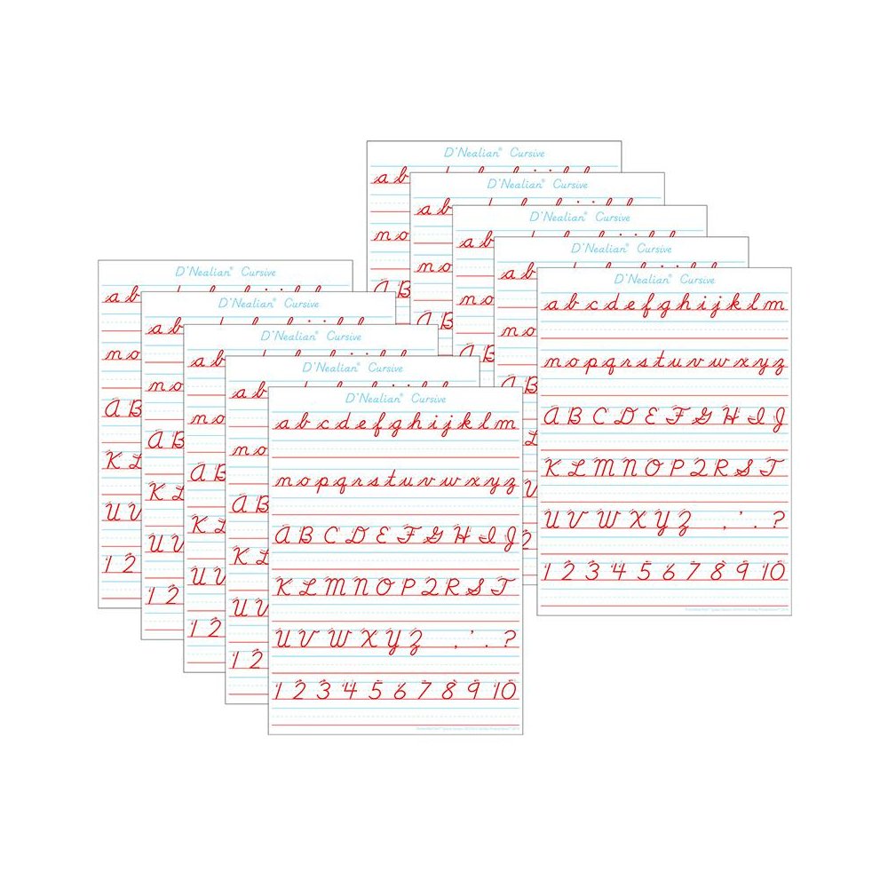 Smart Poly PosterMat Pals Space Savers, D'Nealian Cursive, Pack of 10