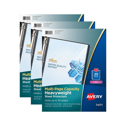 Clear Heavyweight Multi-Page Capacity Sheet Protectors,  3 Packs